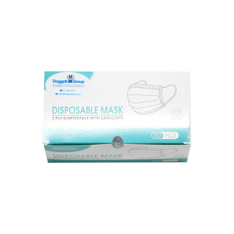 Blue Disposable Surgical Face Masks with Ear Loop box